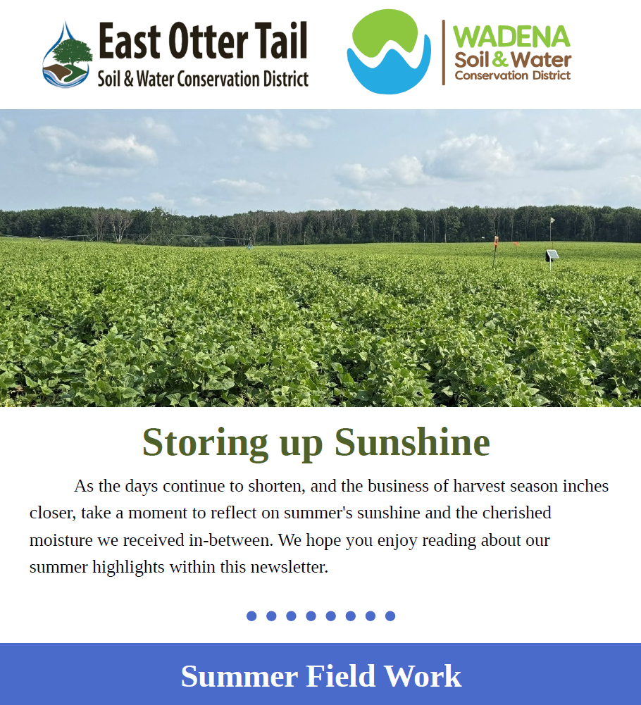 Image of the front of the SWCD newsletter.